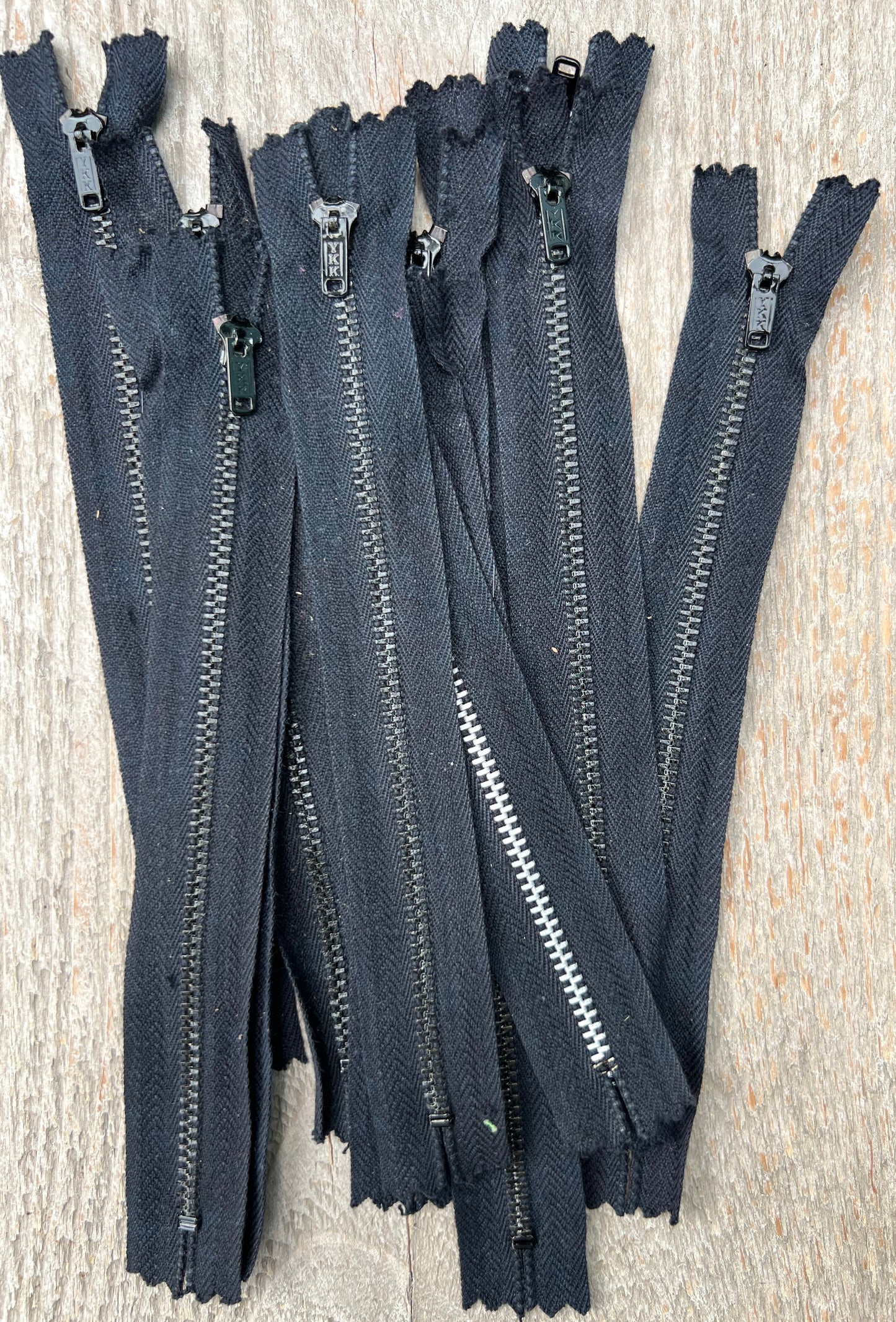 10 Vintage 7" Black Y.K.K Metal Teeth Zips