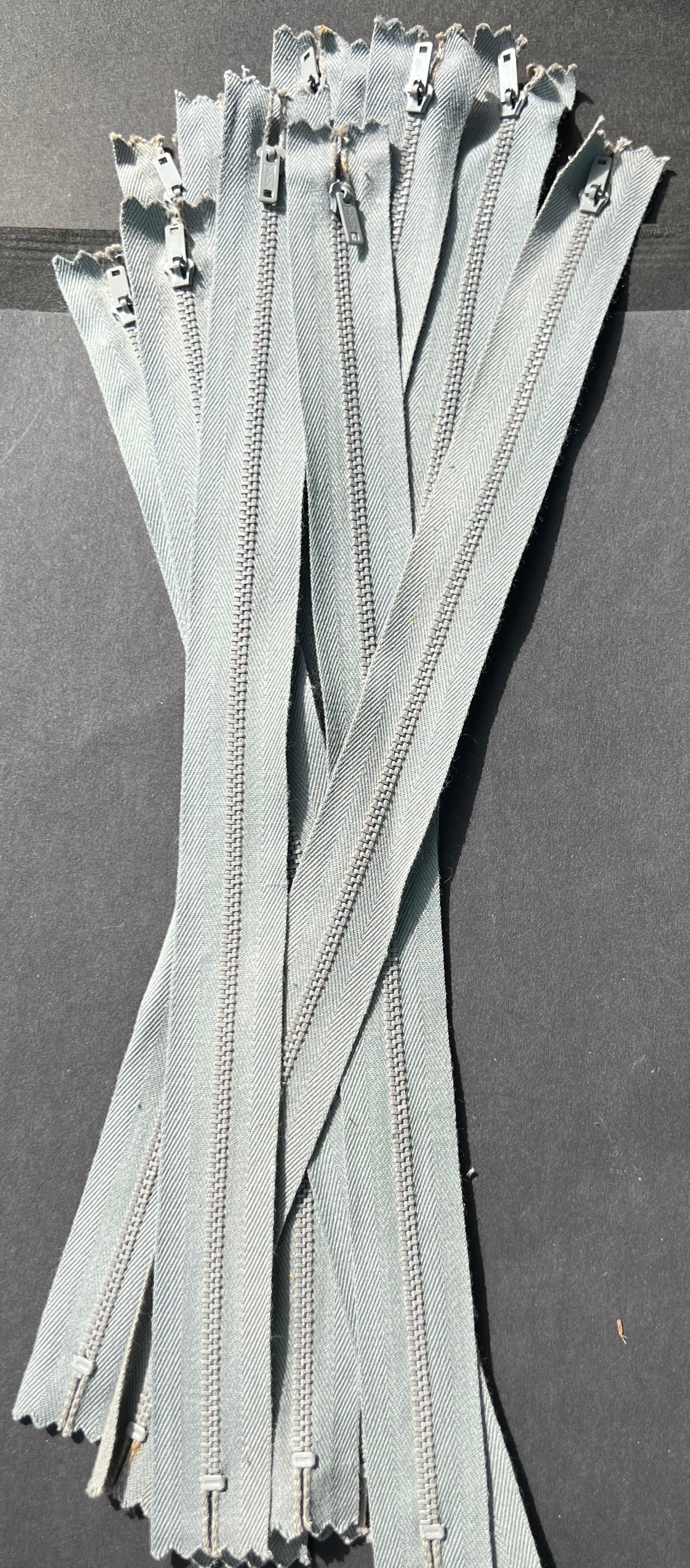 10 Vintage 12" Soft Grey Y.K.K Metal Teeth Zips