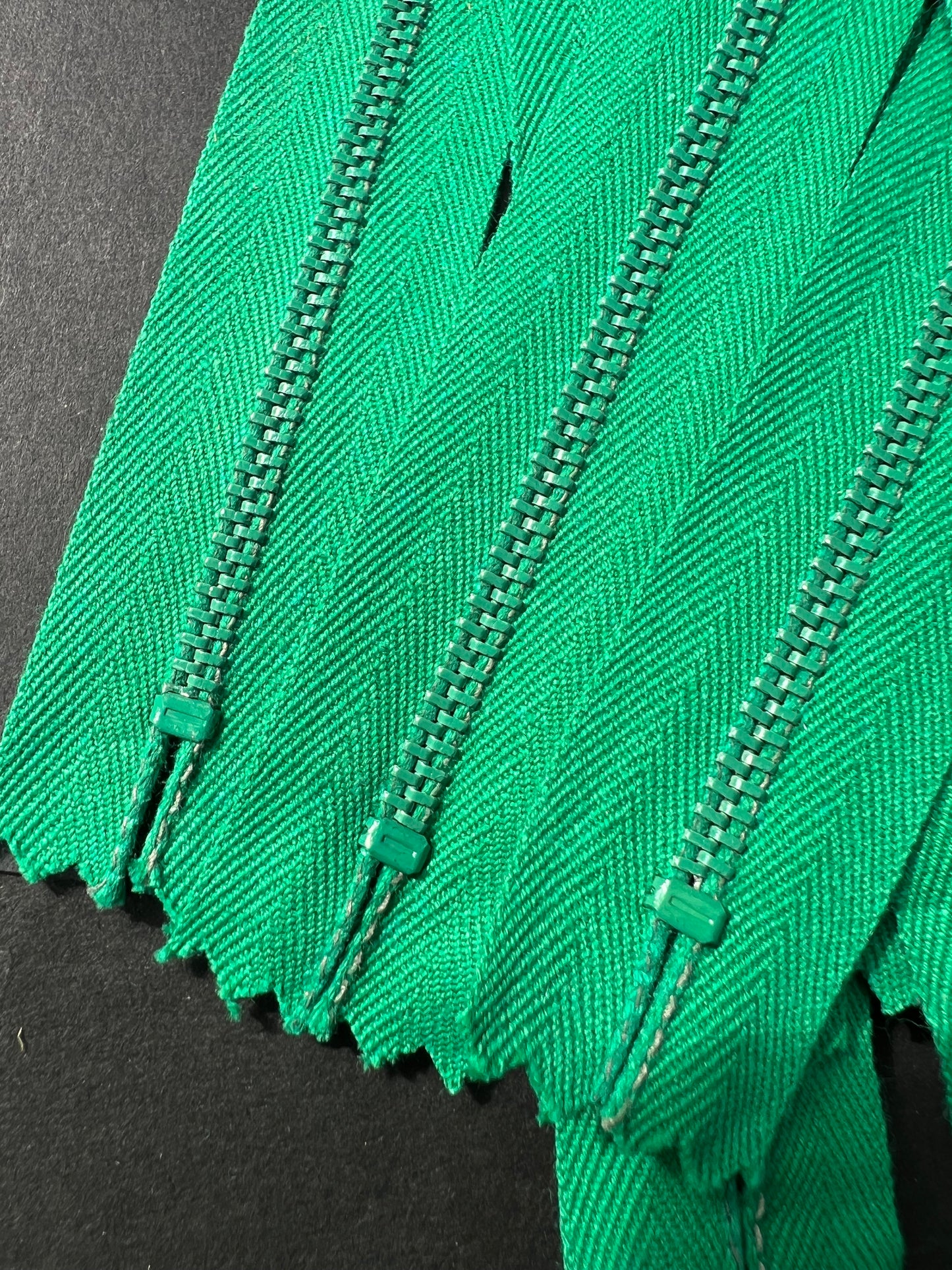 10 Vintage 10" Bright Green Y.K.K Metal Teeth Zips
