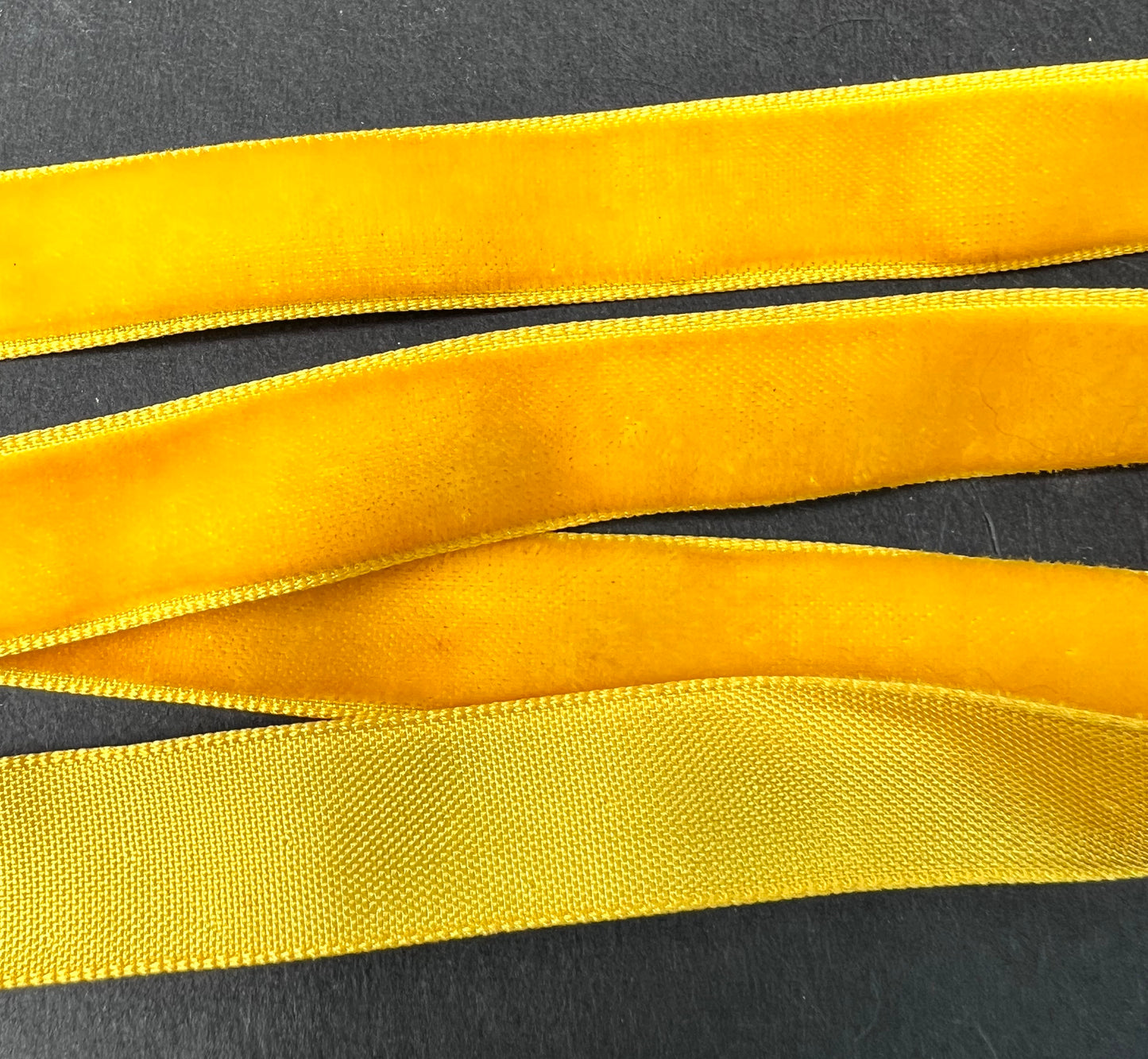10m of Vintage Italian 1.5cm wide Golden Yellow Velvet Ribbon