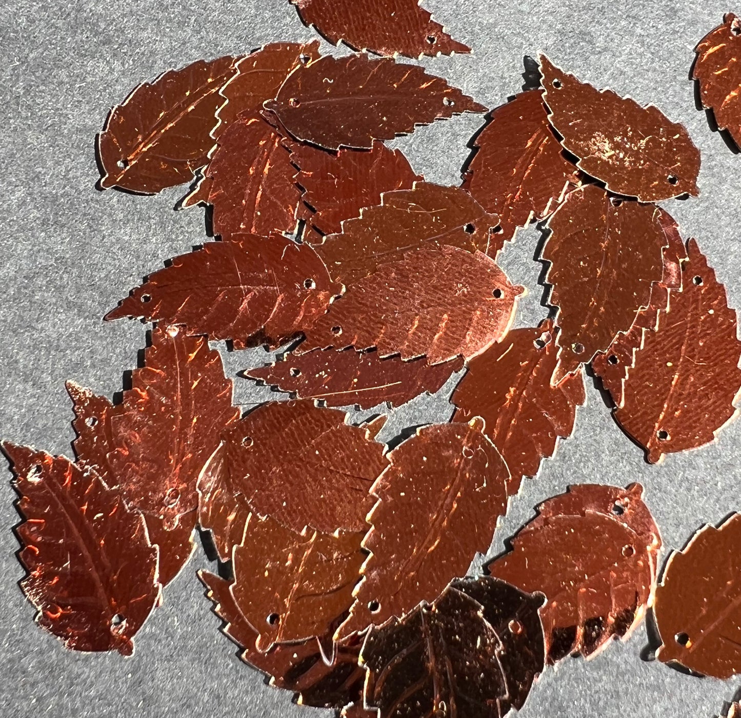 3 Dozen Vintage Shimmery Bronze 2.5cm Leaf Sequins For Jewellery Making Etc