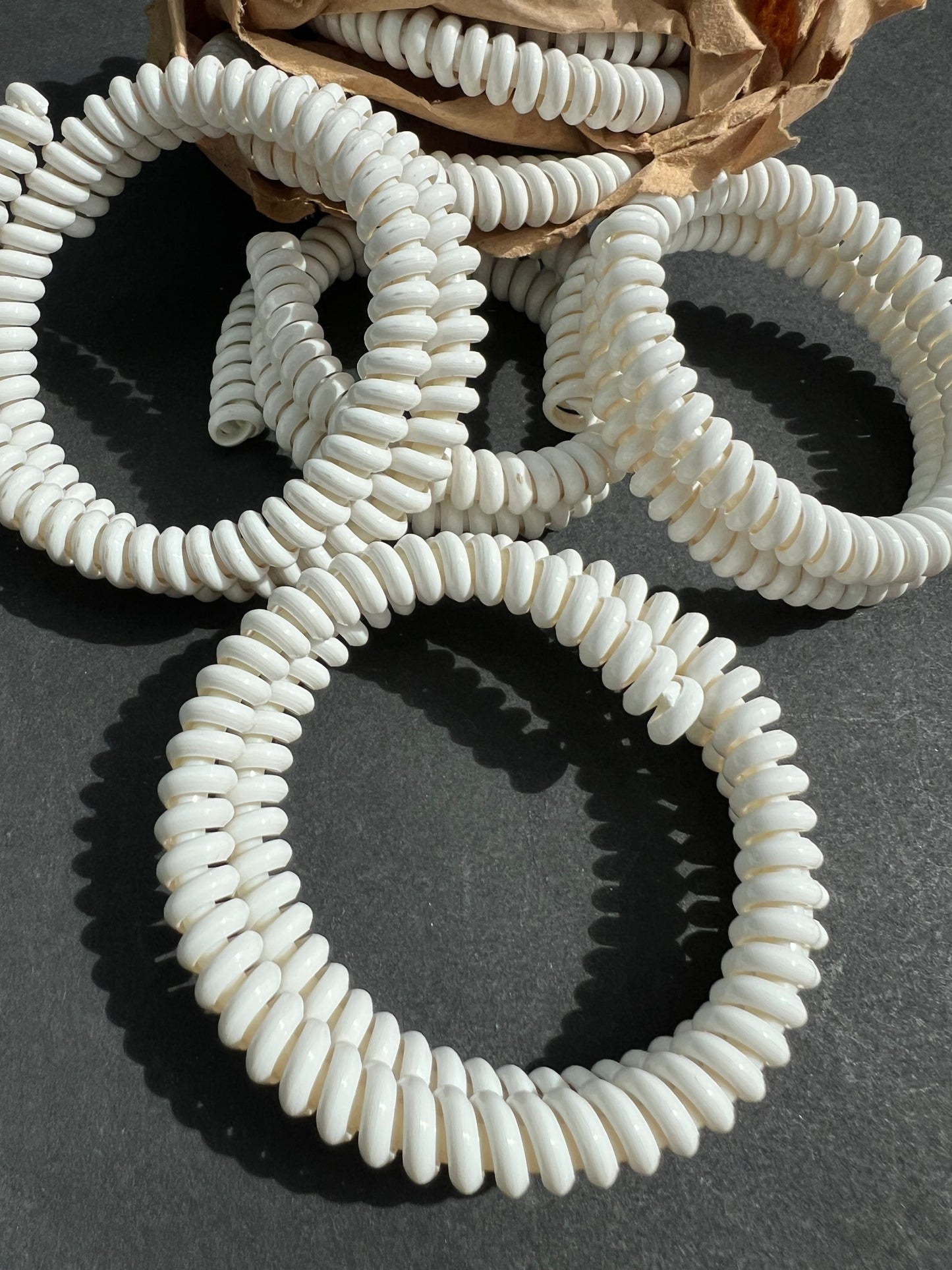 Original 1950s White Telephone Wire Bracelets - 10 of them