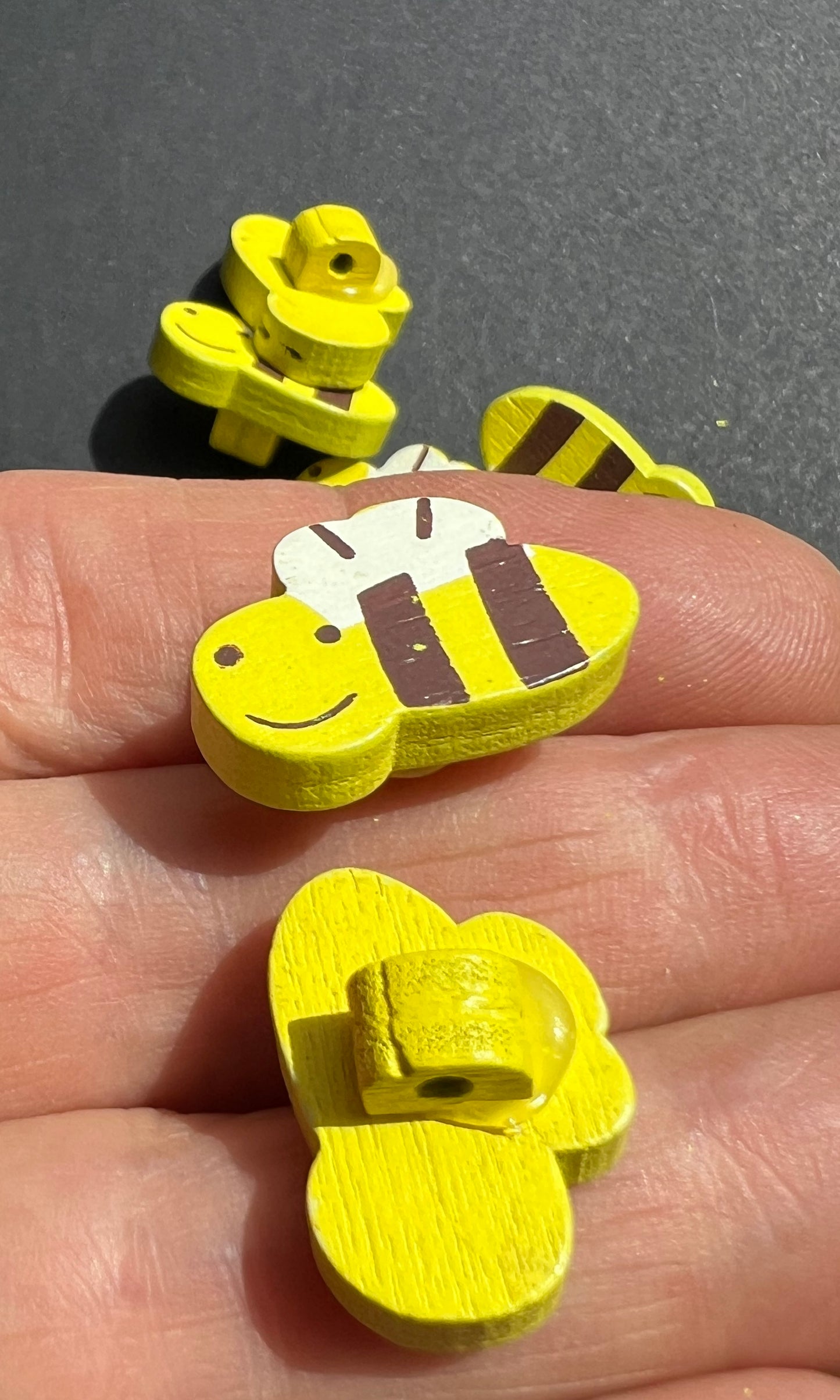 Job Lot of 17 Wooden 2cm Bee Buttons