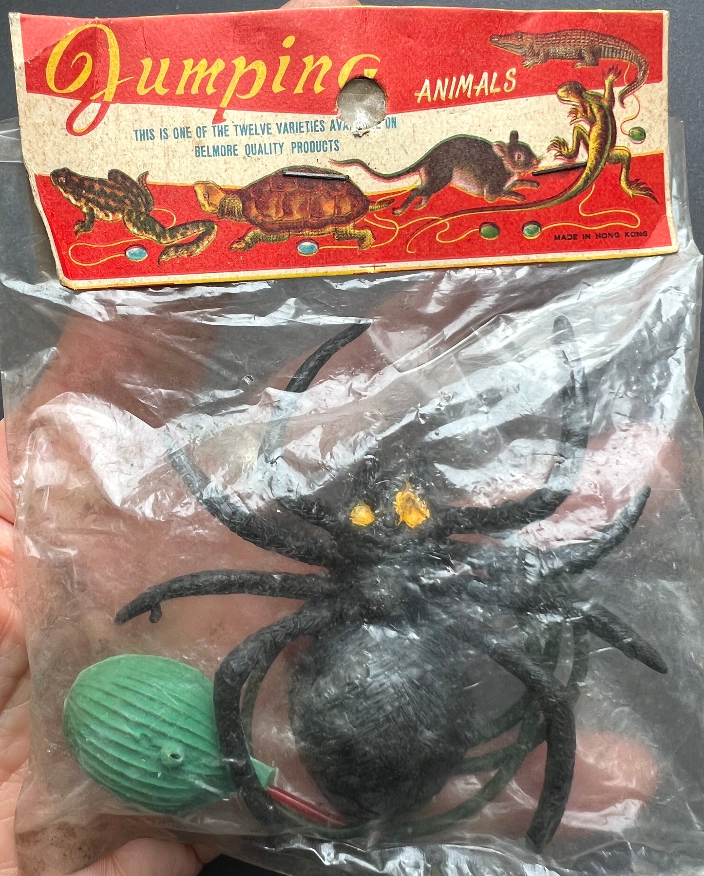 Scary Vintage Jumping Spider Toy - Made in Hong Kong