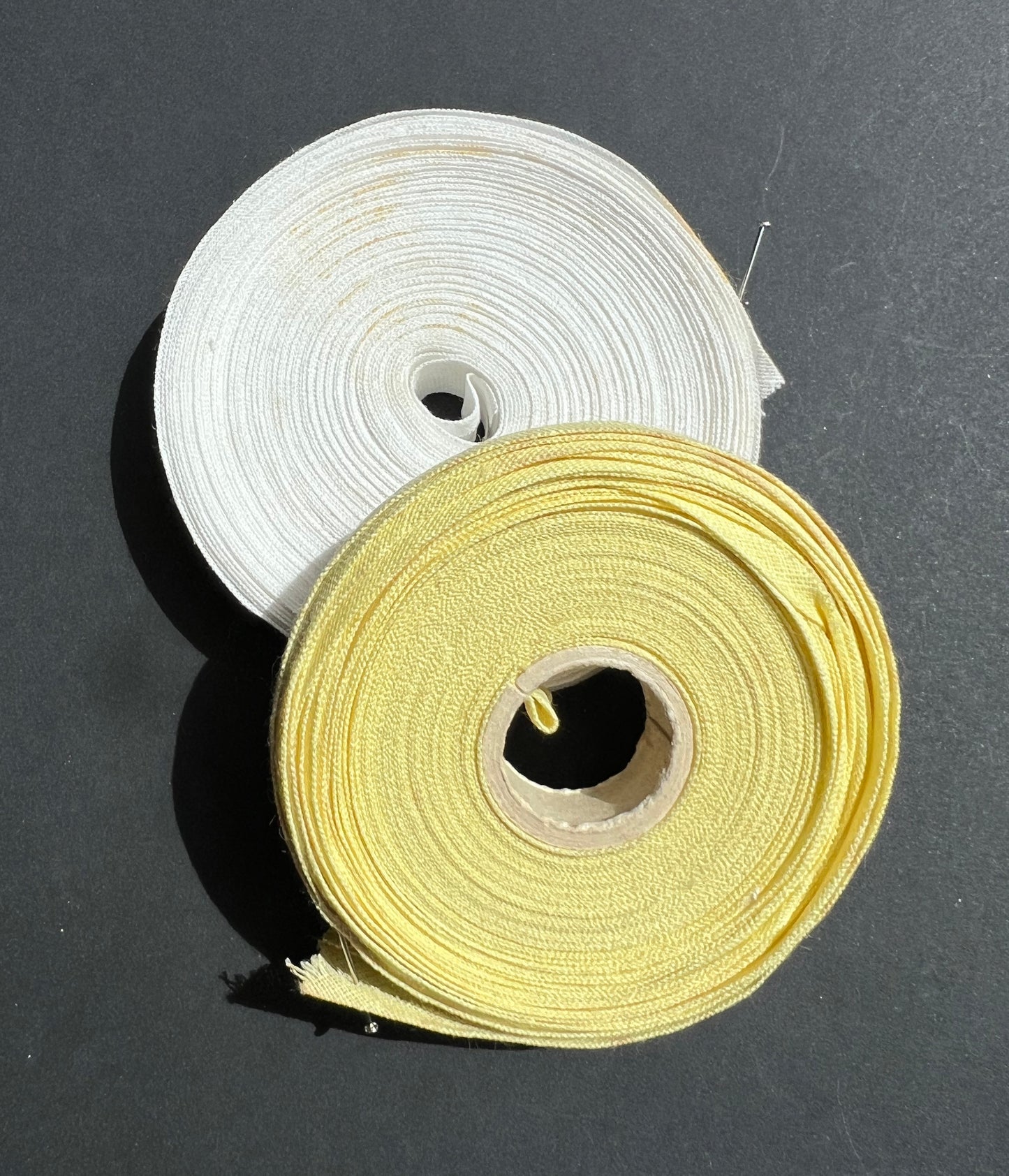 2 Part Rolls Vintage Double Fold 12mm White + Yellow Cotton Bias Binding