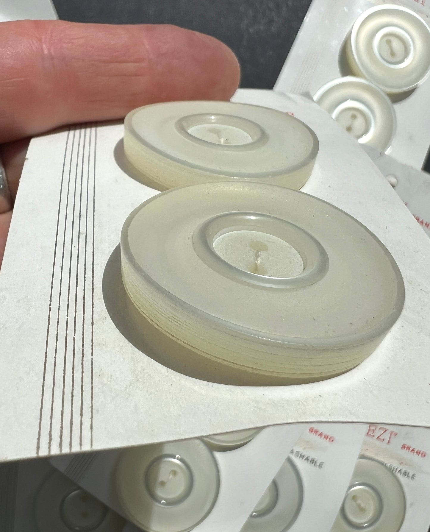 10 Cards of 2 BIG 3.2cm Creamy White Vintage Lucite Buttons