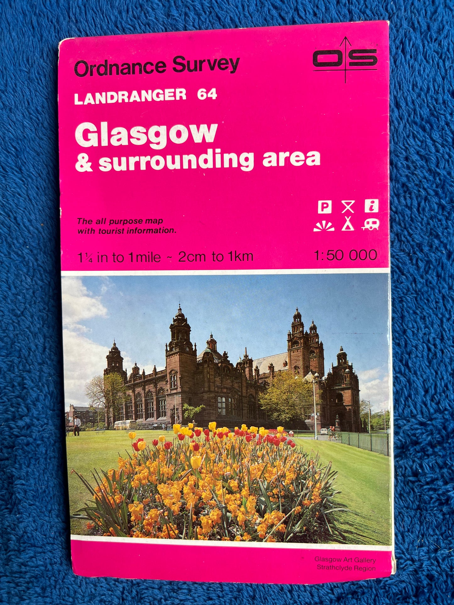1980s + 90s Ordnance Survey Map of GLASGOW, MOTHERWELL + AIRDRIE 1.25" to 1 Mile