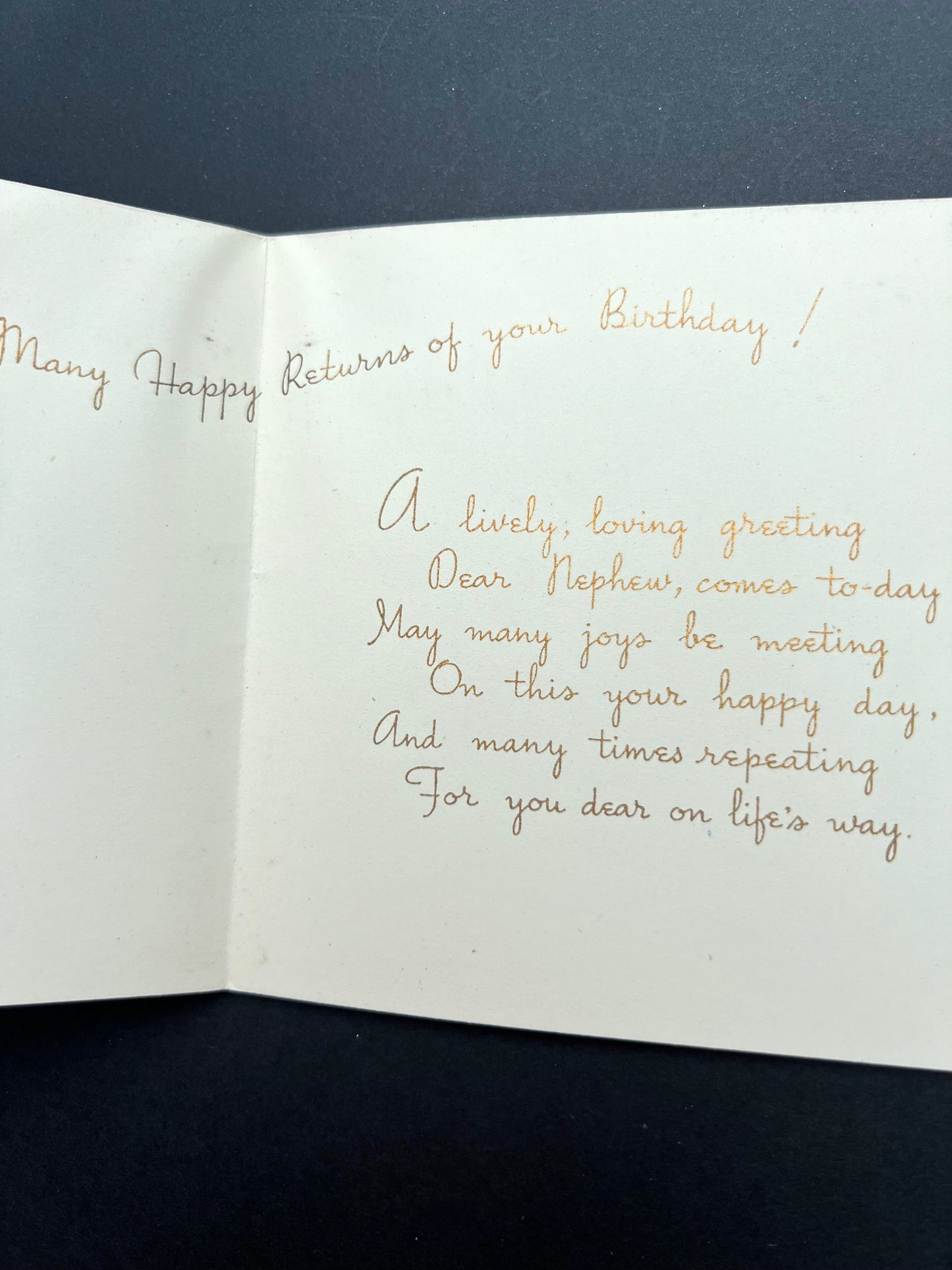 Unused 1940s Birthday Card Your Nephew