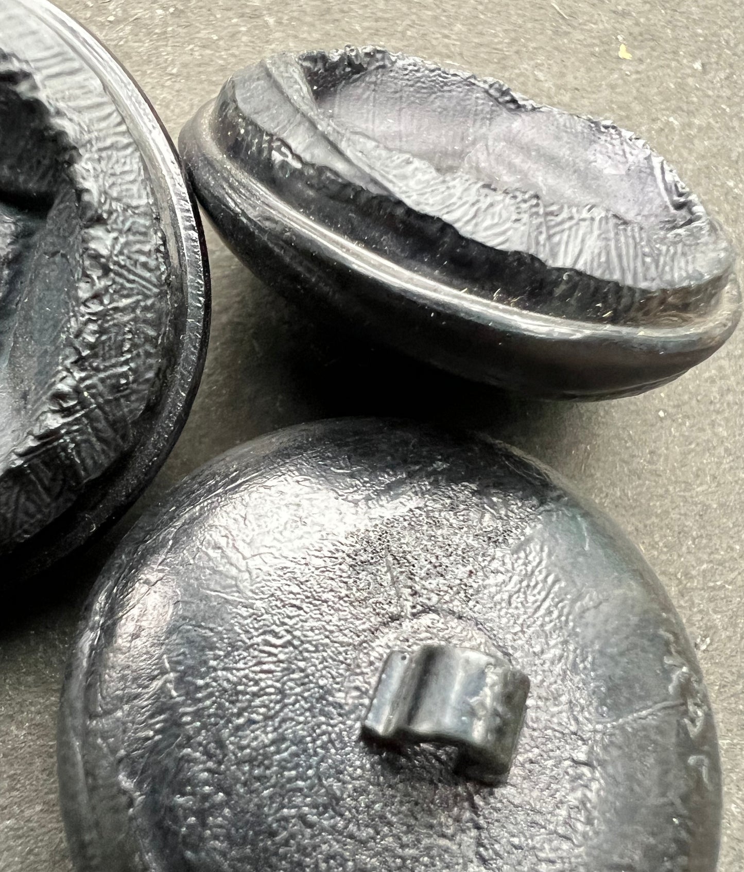 One Extraordinary Sculptural Mid Century 3.5cm Anthracite Black Button.