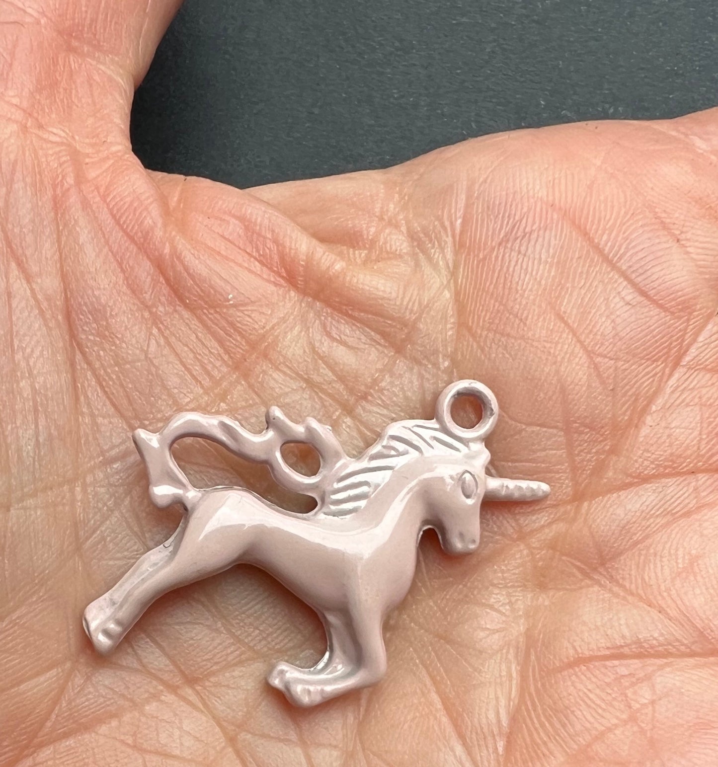 Big Pink Enamel Unicorn Pendant