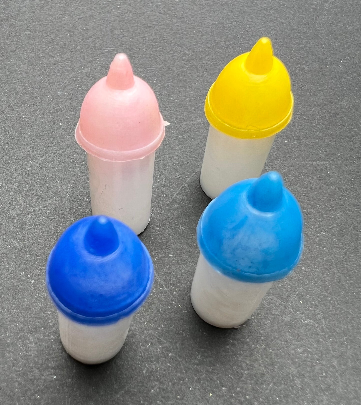 4 Tiny Vintage 2.5cm Baby Doll Bottles