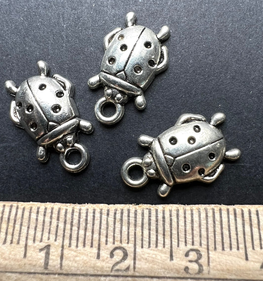 3 Ladybird Charms - 1.8cm long