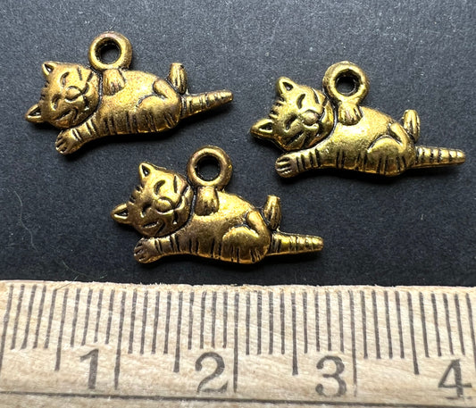 3 Lazy Cat Charms - 2cm wide