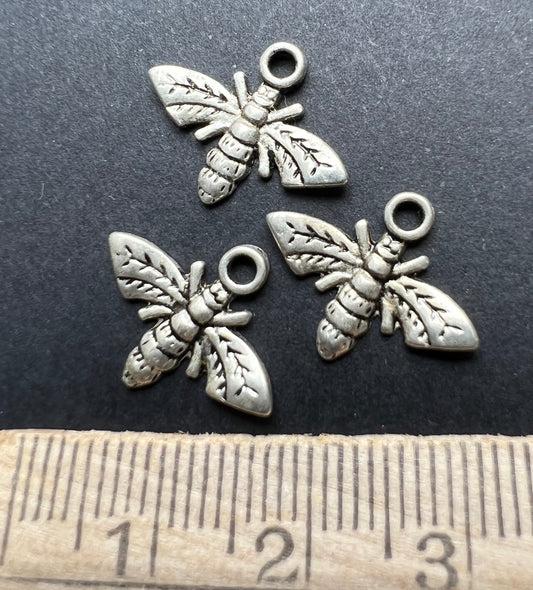 3 Winged Insect Charms - 1.7cm wide.