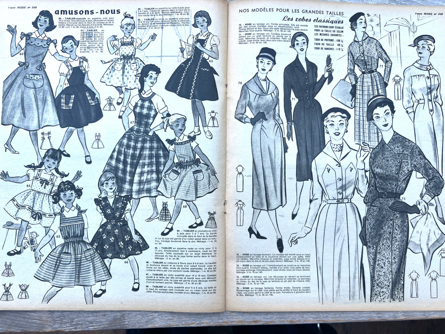 Skirt + Blouse Pattern in 29th August 1957 French Magazine Votre Mode