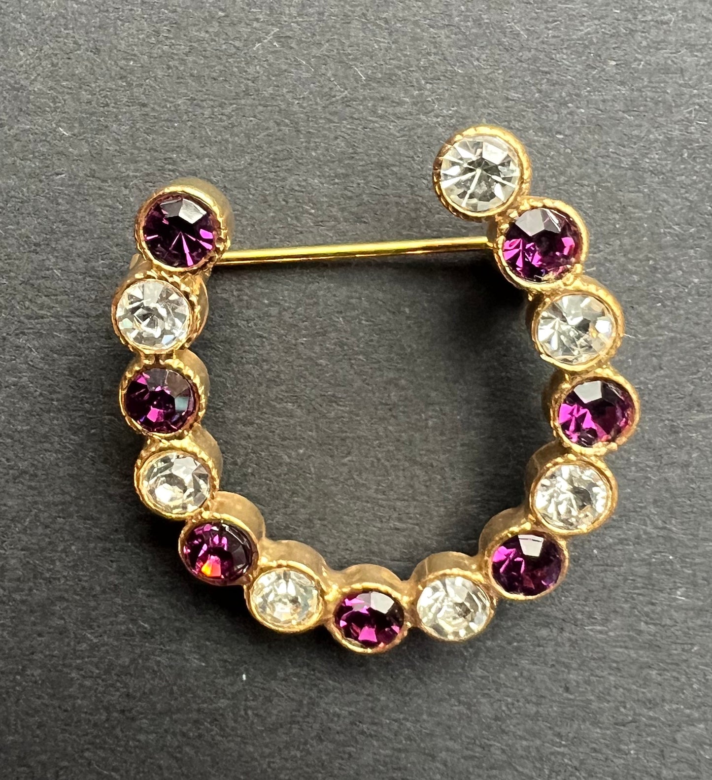 Glittering Lucky Horseshoe Vintage Brooch