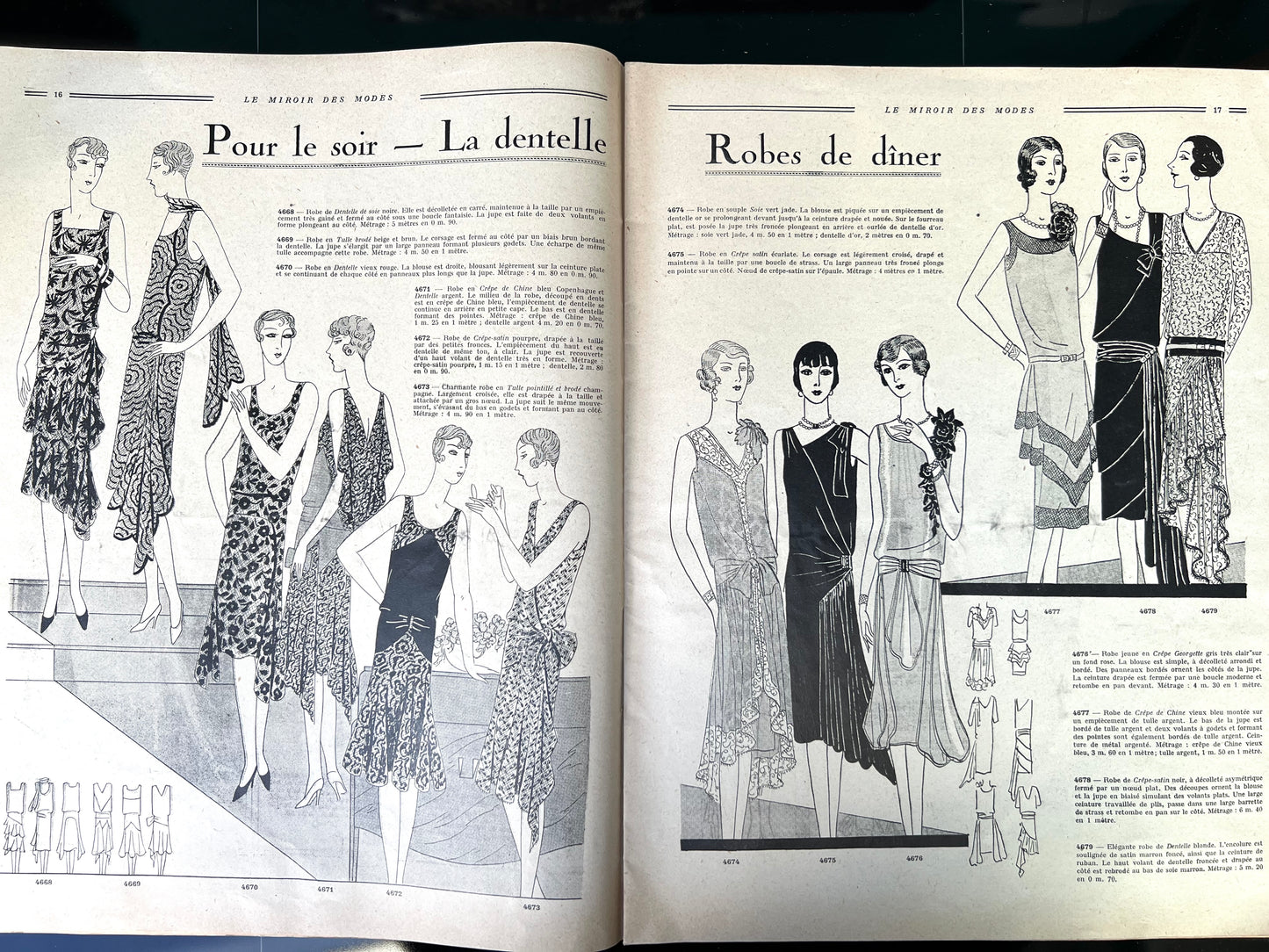 Gorgeous Fashion Illustrations incl. wedding dresses in 1929 French Womens Paper LE MIROIR DES MODES