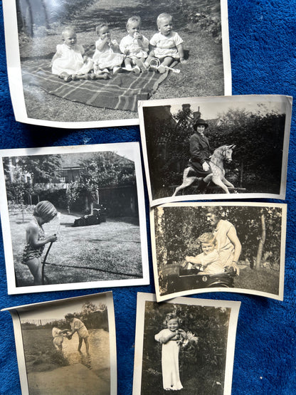 6 Old Photos of Children Playing in the Garden (E18)