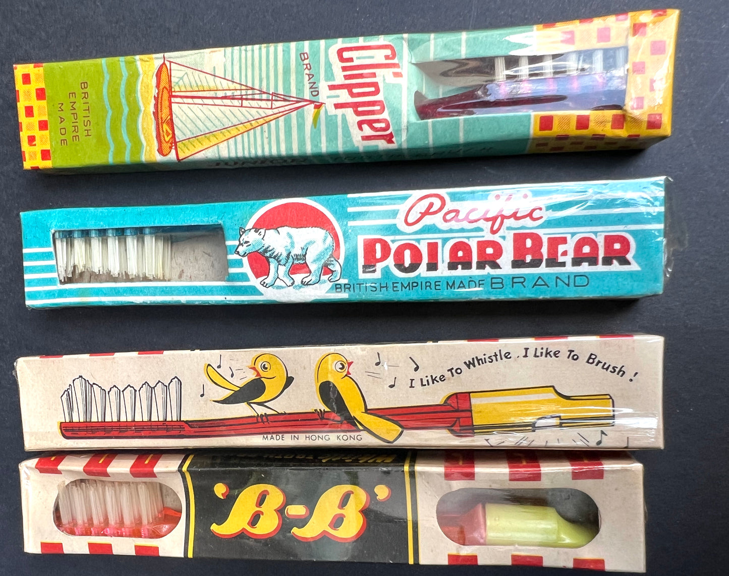 3 Vintage Toothbrushes in Excellent Boxes