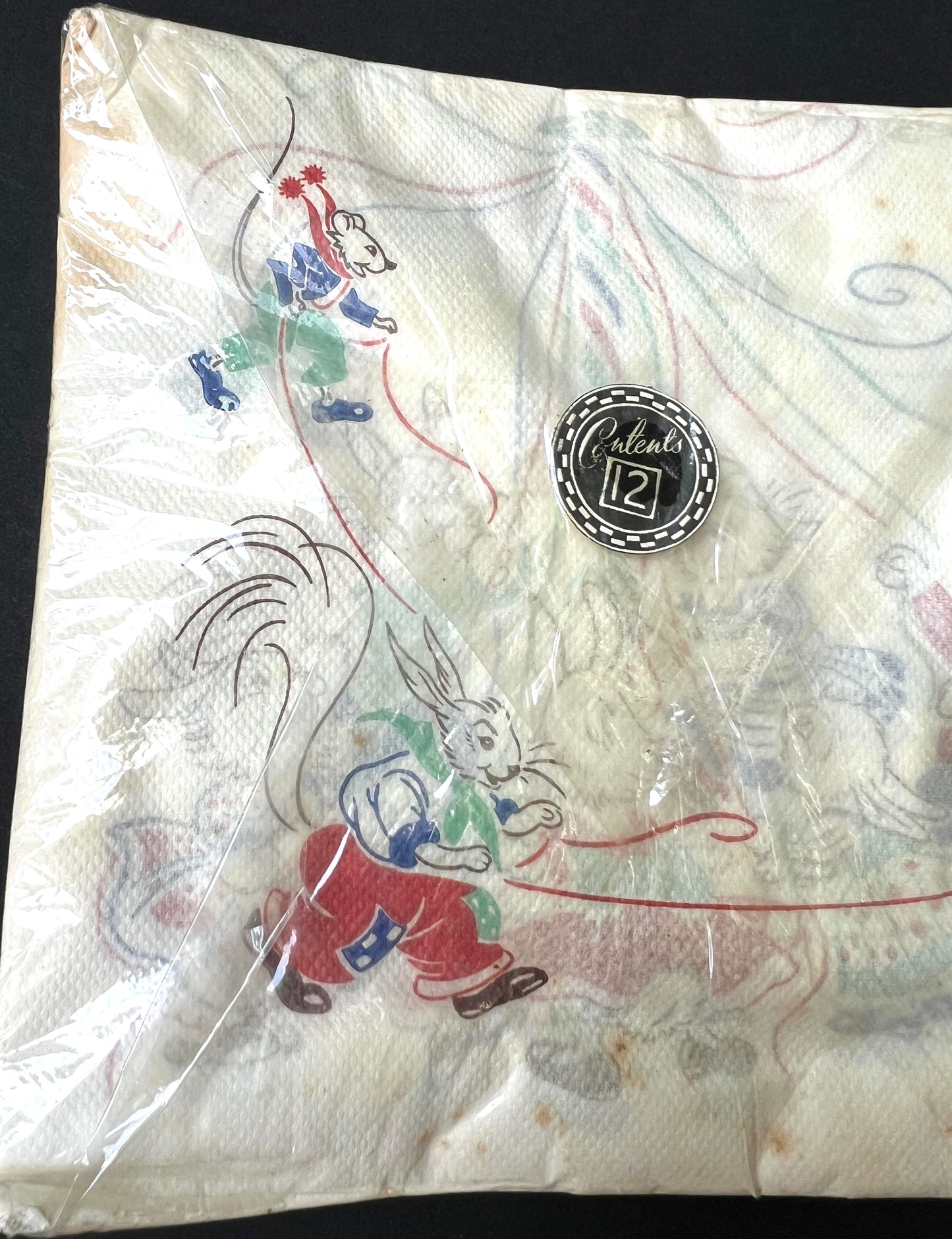 Delightful Rabbits Dancing Around a Maypole on 12 Vintage Paper Serviettes