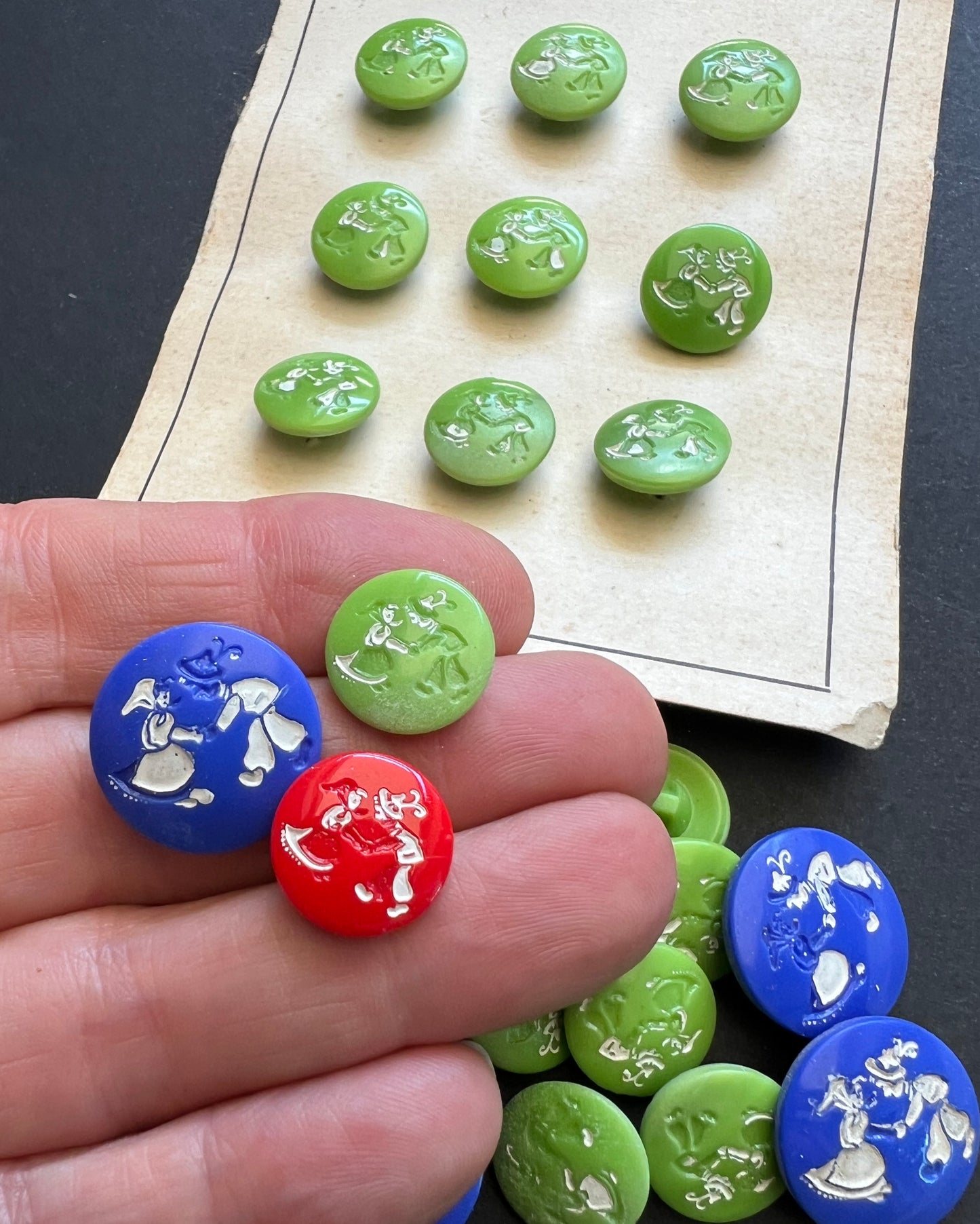 31 Sweet Vintage Glass Buttons that Need Repainting.