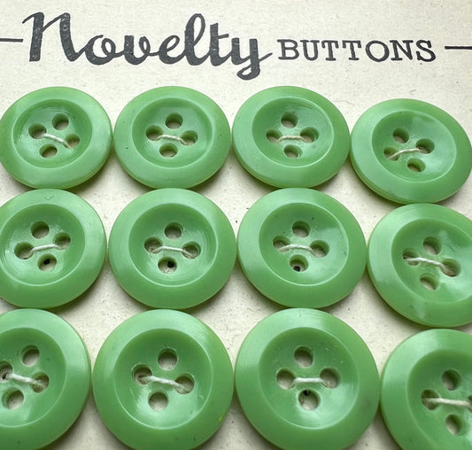 1940s Fresh Grass Green Buttons - 24 x 1cm or 1.3cm