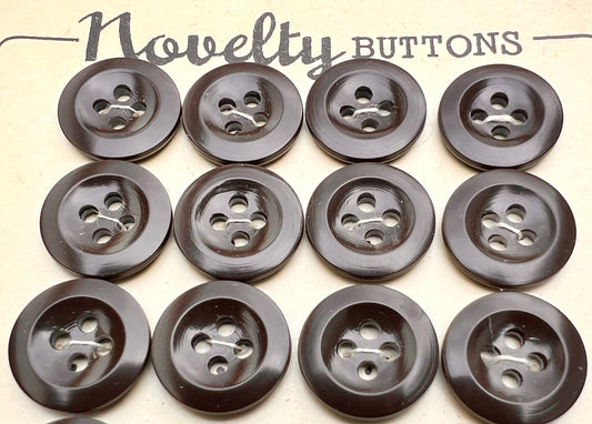1940s Deep Brown Buttons - 24 x 1cm or 1.3cm