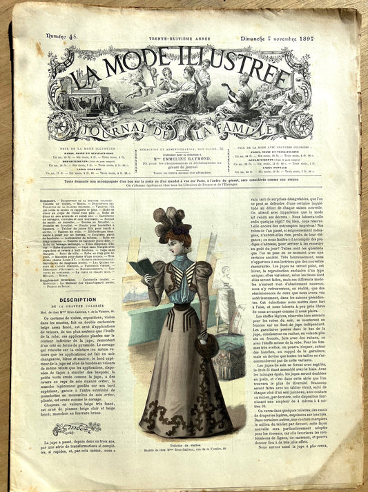 Delightful 1897 French Fashion Paper La Mode Illustree Journal de La Famille