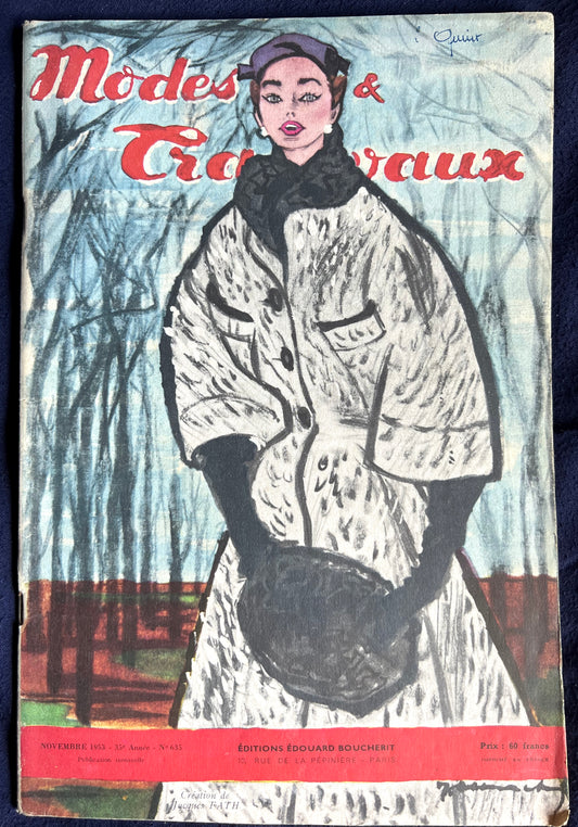 November 1953 French Fashion Paper Modes & Travaux