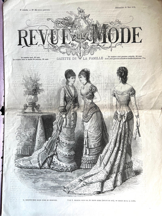145 Years Old - May 1879 Fascinating French Fashion Paper Revue de la Mode