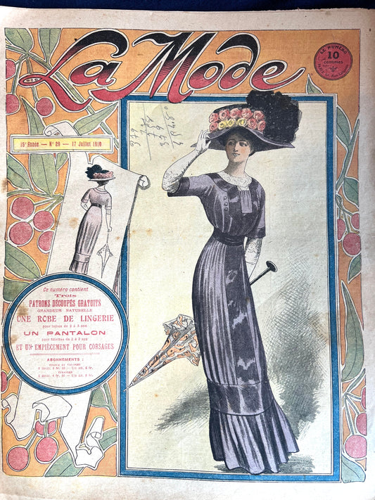 Glorious Fashions from 114 years ago - July 1910 French Fashion Paper La Mode