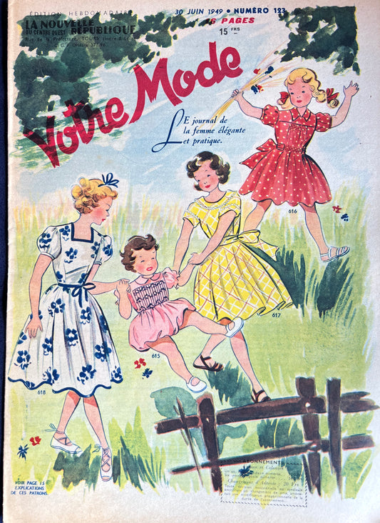 Carefree Days in June 1949 in French Fashion Magazine Votre Mode