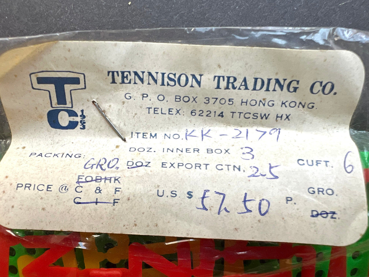 Vintage Hong Kong Salesman's Sample - Plastic Alphabet Set