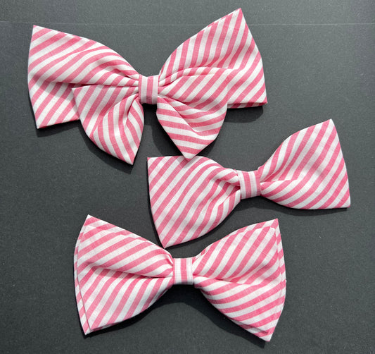 1960s Pink & White Stripes Oversized Hair Bow
