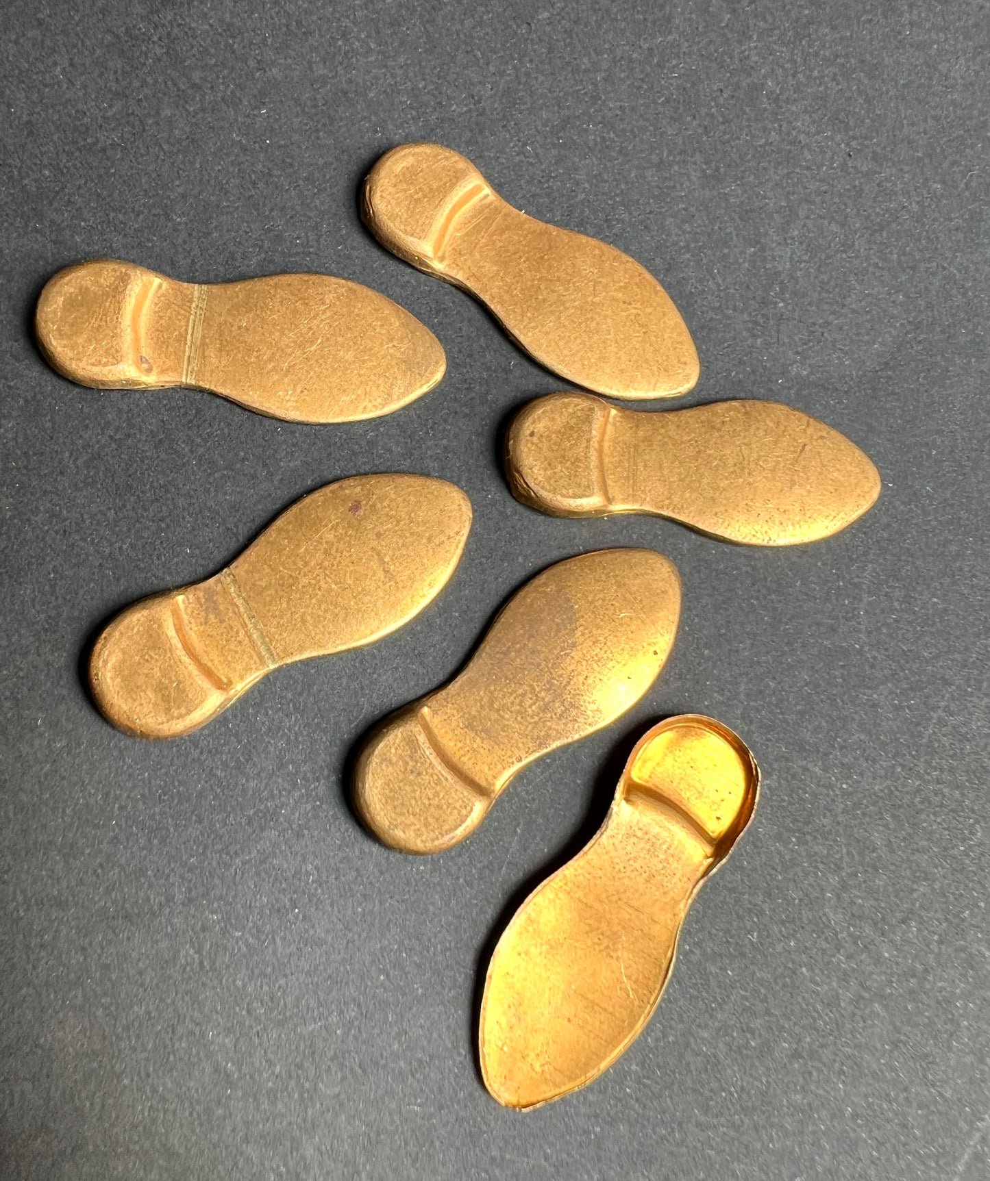 6 Vintage French Brass Shoe Sole Stampings