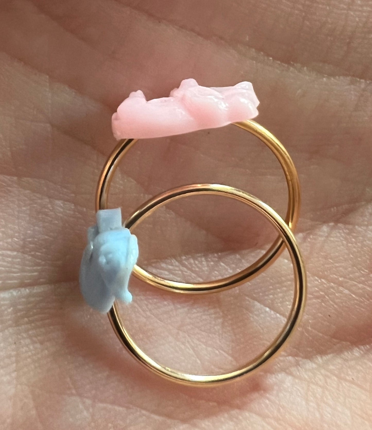7 Tiny Vintage Childrens Animal Rings