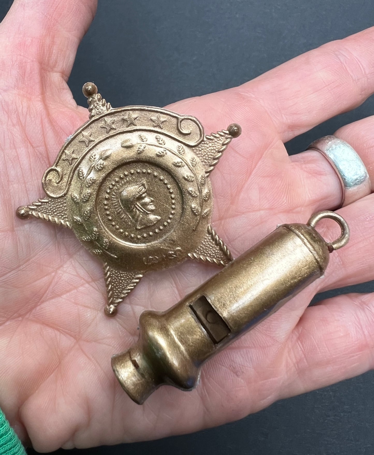 Vintage Police Badge and Whistle Set