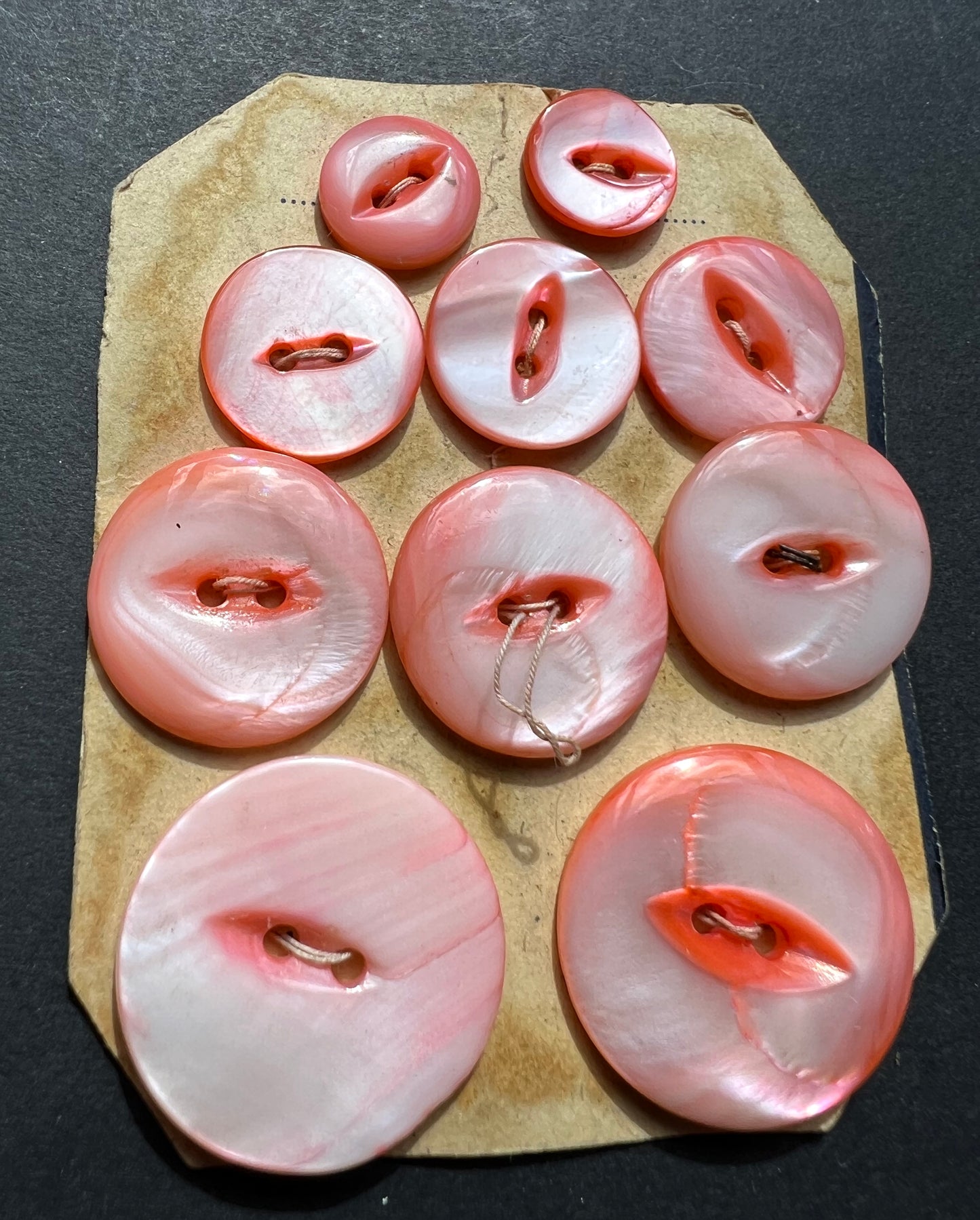 10 Vintage Pale Pink Dyed Mother of Pearl Buttons