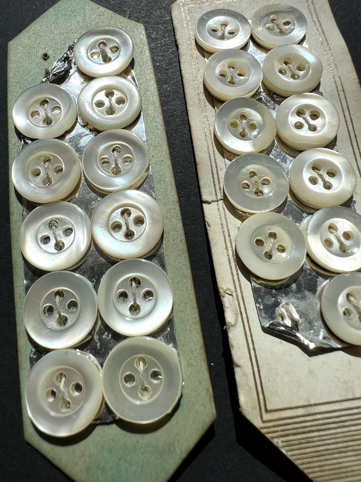 22 Vintage Hand Cut Shimmery 1cm Mother of Pearl Buttons