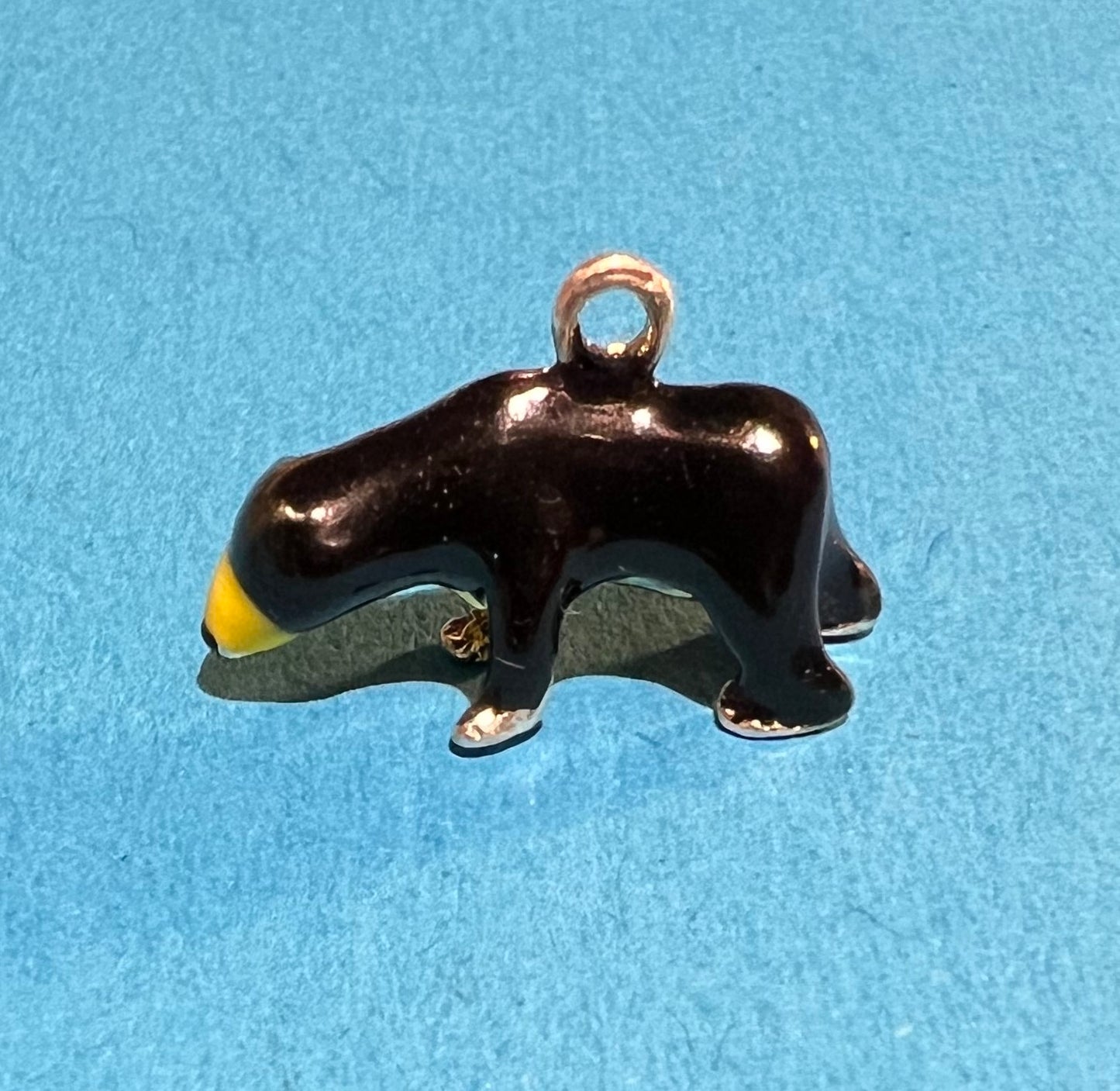 Black Enamel Bear Pendant - 1.8cm long.