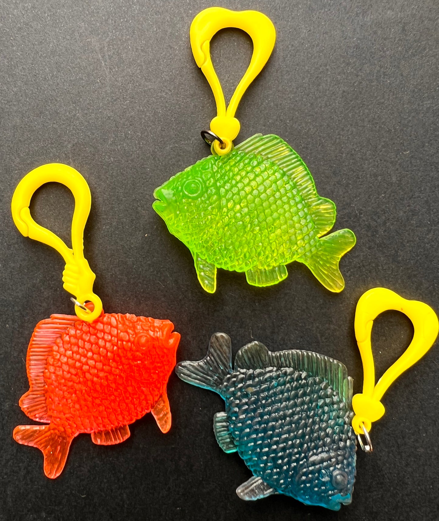 Realistically Neon Rubber Fish Keyrings.