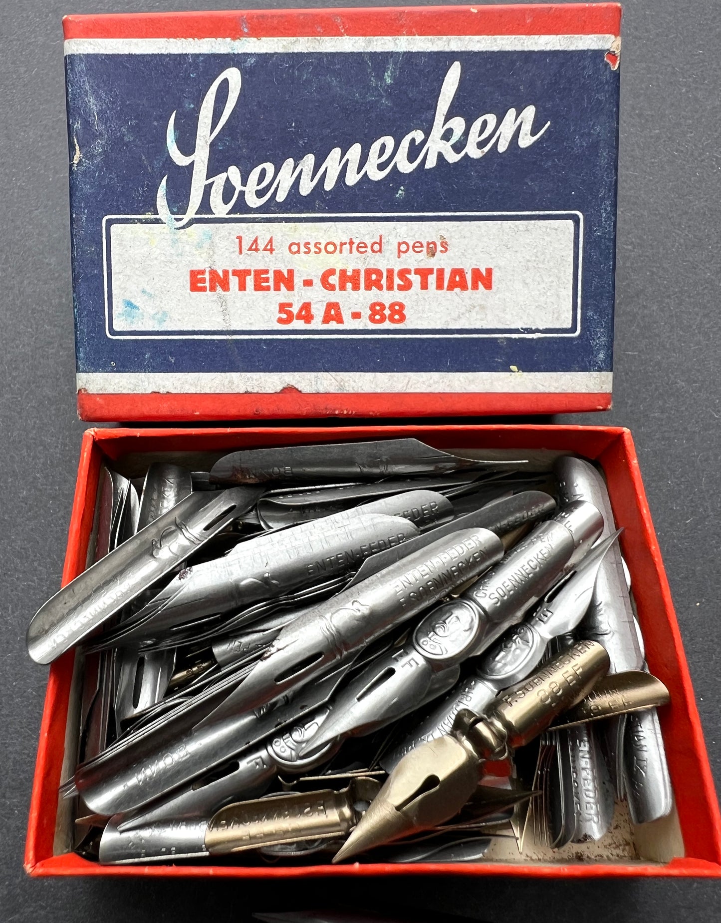 Vintage Box of 1 gross German Metal Fountain Pen Nibs - 3 Sizes and Styles