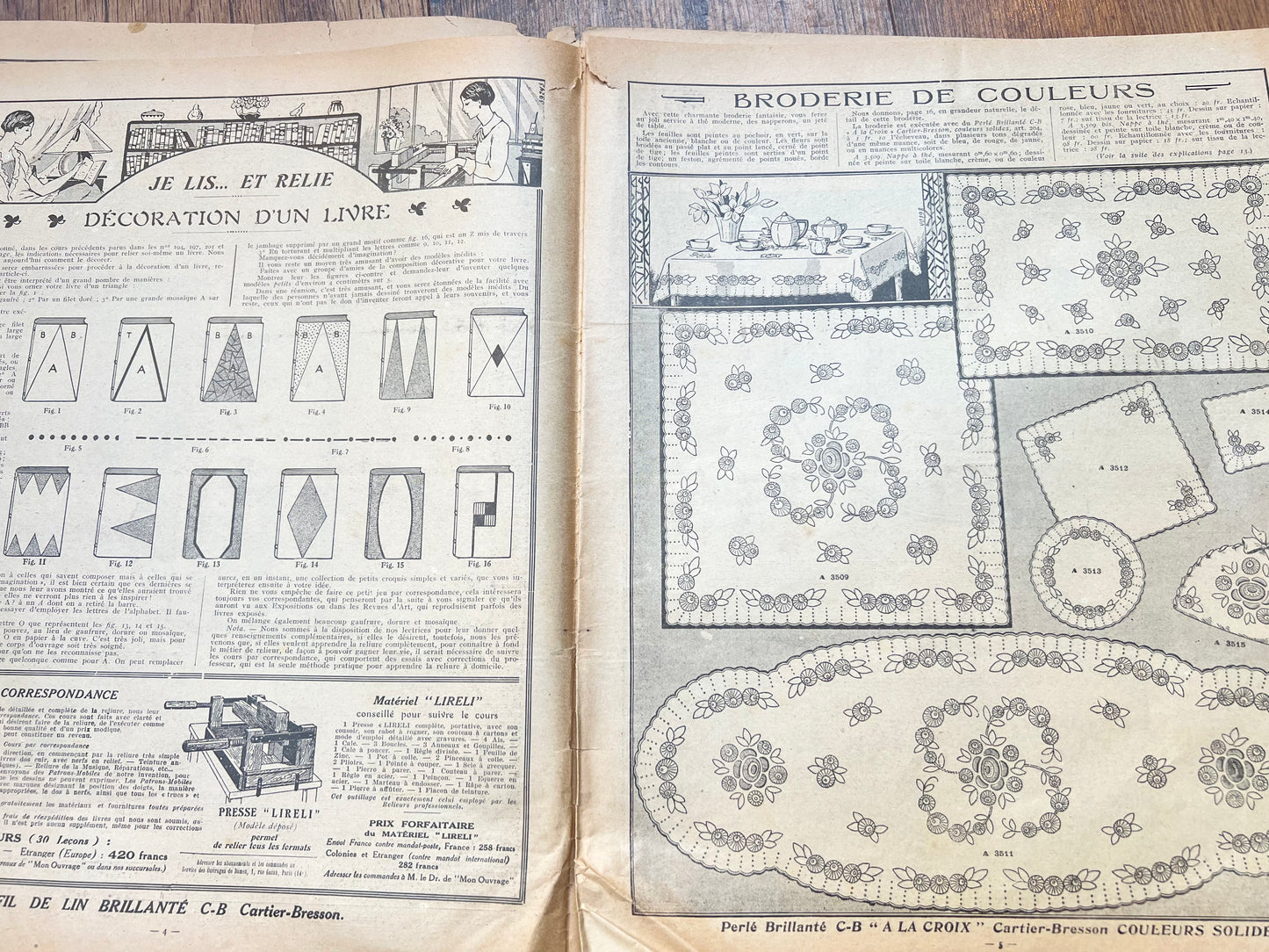 2 Damaged 1930s French Women's Magazines Marie Claire & Mon Ouvrage