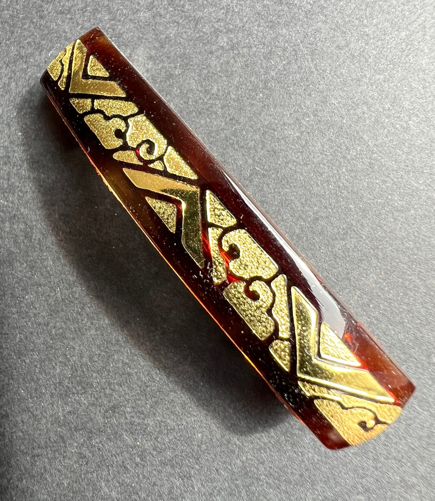 Gloriously Deco French Tortoiseshell + Gold French Lucite Hair Clips