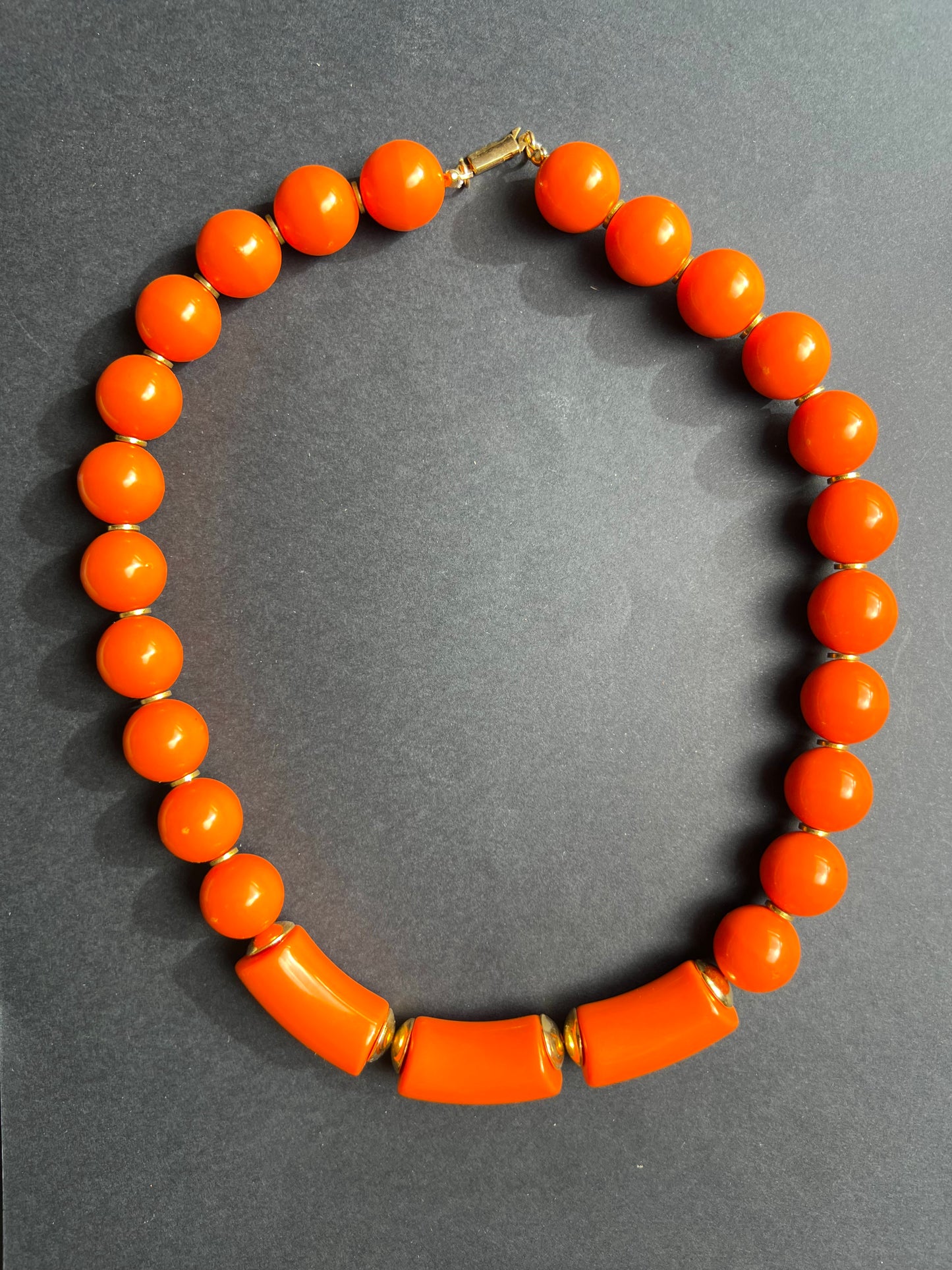 Wonderfully Bright Vintage 1970s Orange Chunky Bead Necklace