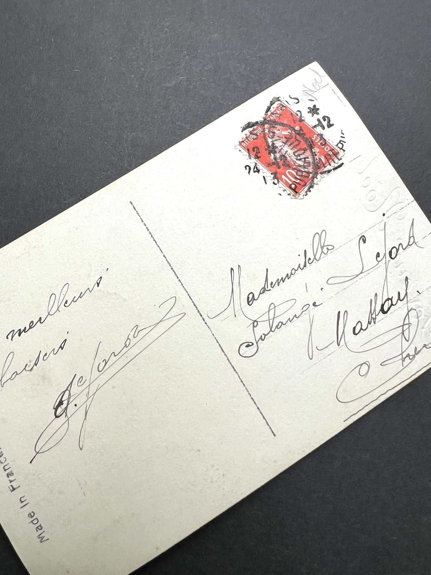 1913 French Postcard ..Good Luck & Happy Christmas !