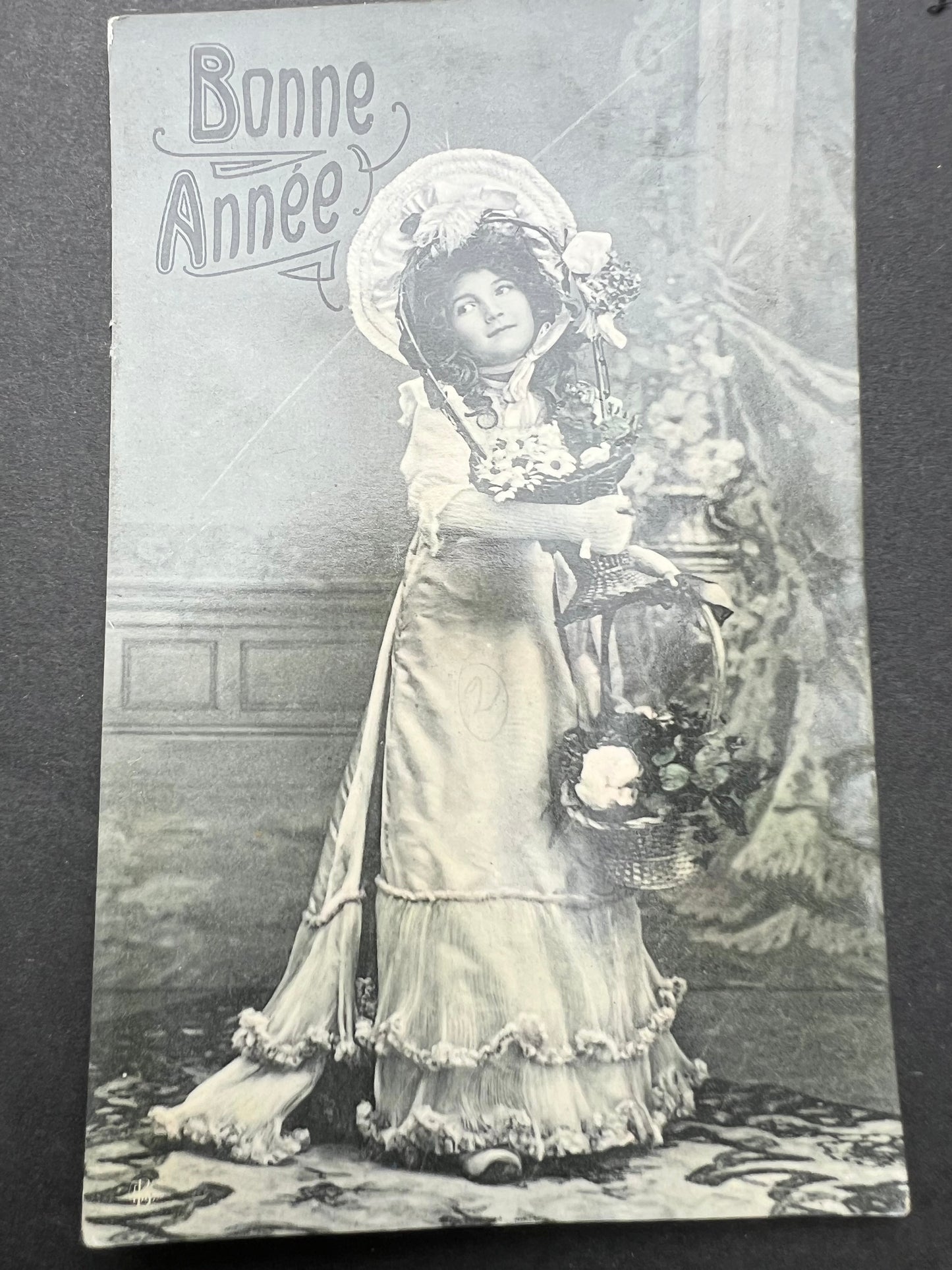 2 Little french Girls Offering Happy New Year Greetings on 1900s French Postcards