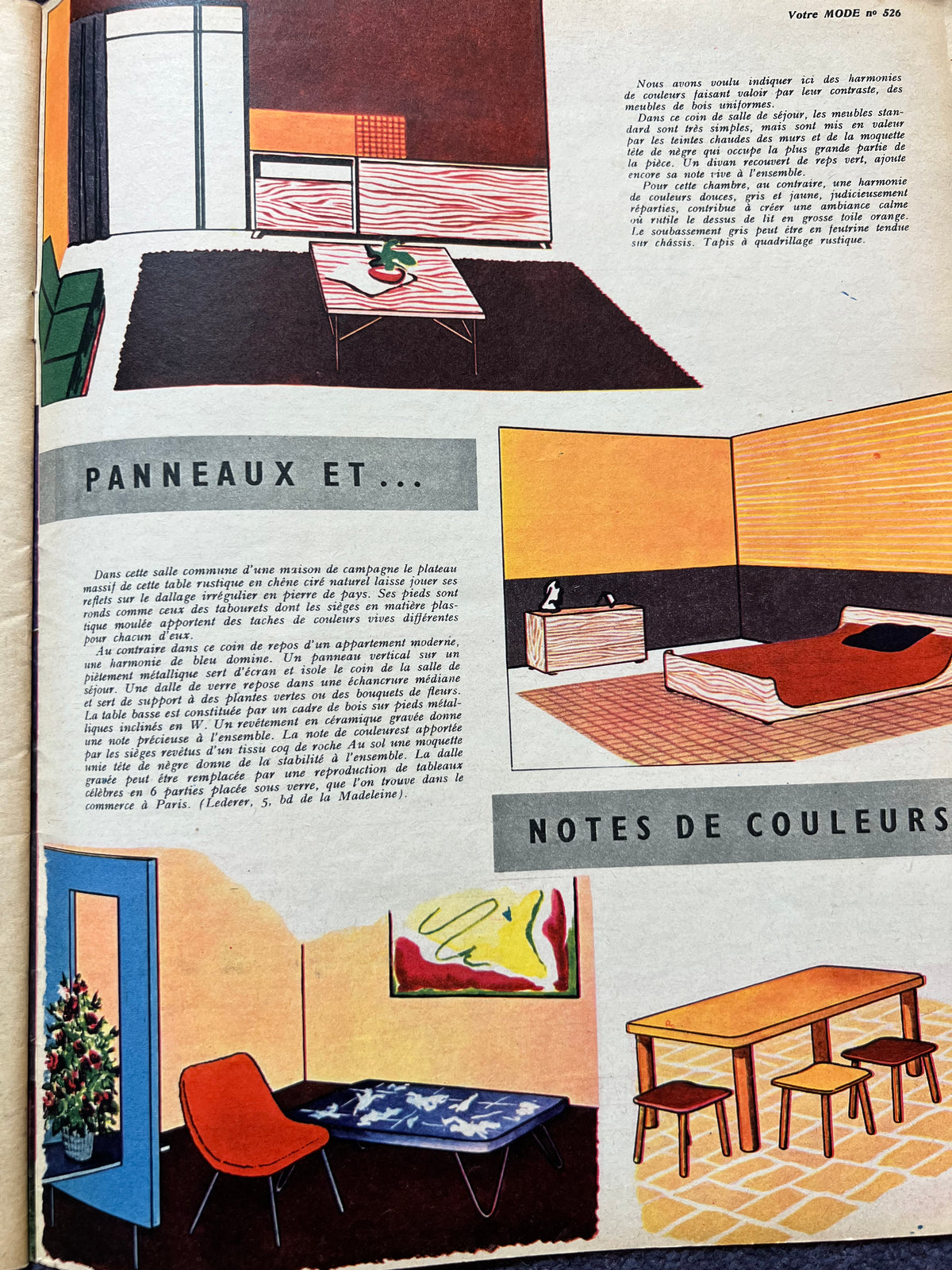 21st March 1957 French Women's Magazine Votre Mode incl Dress Pattern