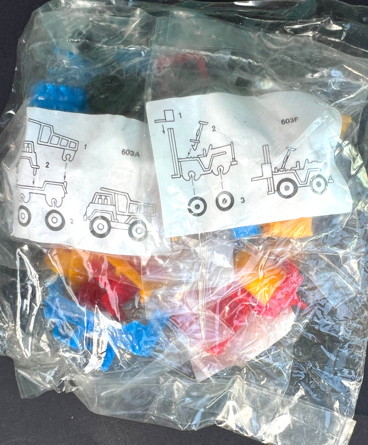 Vintage Hong Kong Salesman's Sample - 6 Build It Yourself Brightly Coloured Diggers, Lorries Etc