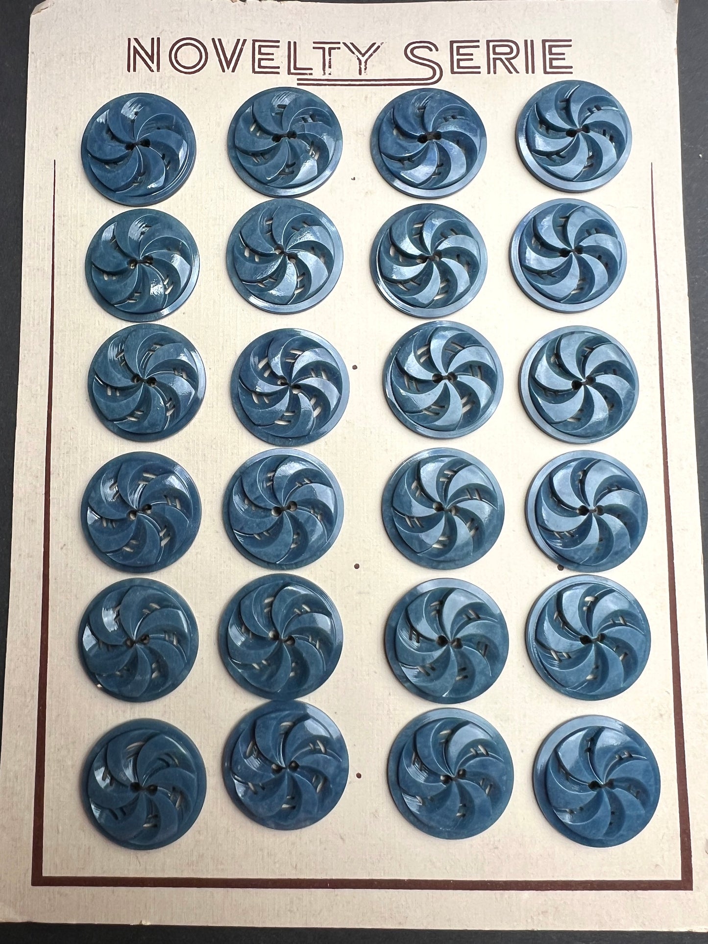 Unusual Mid Century French Blue Swirling 2.2cm or 1.7cm Buttons